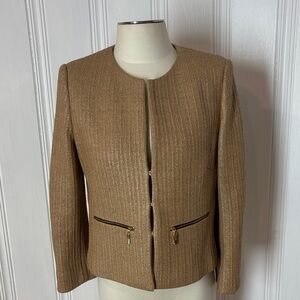 ZENDRA (El Corte Inglés) Sculpted Woven Raffia-Look Blazer – Size 42 (Fits M/L)